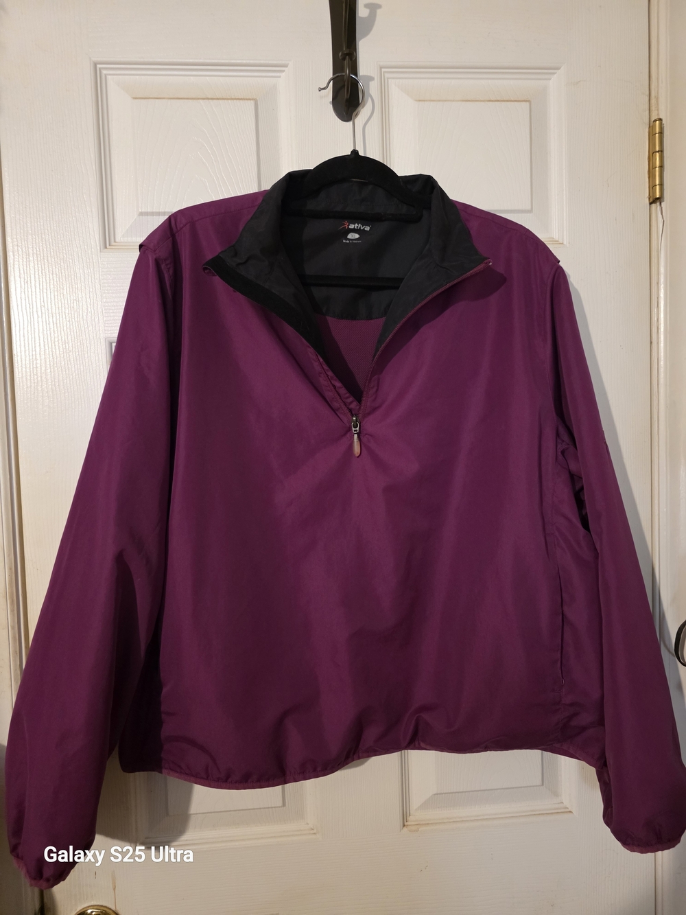 Ativa Women's Plum/Purple Pullover Windbreaker with Black Collar